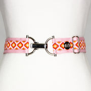 Pink moroccan belt with 1.5" silver clip clasp by KF Clothing