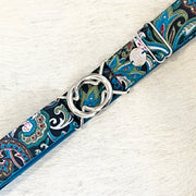 Dark Teal paistey belt with 1.5" silver interlocking buckle by KF Clothing
