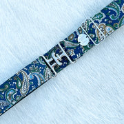 Hunter Paisley belt with 1.5: silver surcingle buckle by KF Clothing