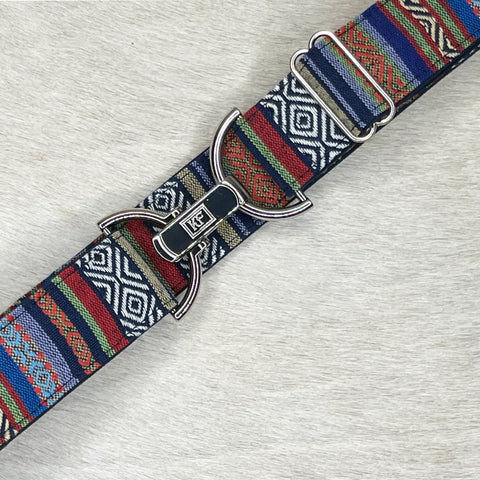 Peruvian blue belt with 1.5" silver clip buckle by KF Clothing