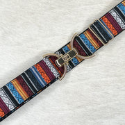Peruvian multi-color belt with 1.5" gold clip buckle by KF Clothing