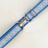 Shimmer blue belt with 1.5" silver clip buckle by KF Clothing