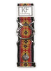 Red flourish patterned adjustable belt with silver interlocking buckle by KF Clothing