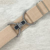 Beige herringbone elastic belt with 1.5" silver clip buckle by KF cClothing