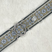 Black & Gold cross belt with 2" silver interlocking clasp by KF Clothing