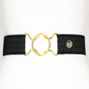 Black diamond elastic adjustable belt with 2" gold interlocking buckle by KF Clothing