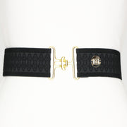 Black diamond elastic adjustable belt with 2" gold surcingle buckle by KF Clothing