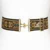 Black flourish belt with 2" gold surcingle clasp by KF Clothing