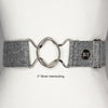 Black Herringbone belt with 2" silver interlocking buckle by KF Clothing