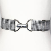 Black plaid belt with 1.5" silver clip buckle by KF Clothing