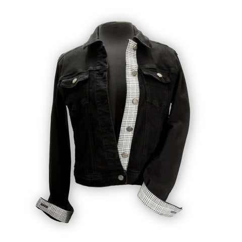 Black plaid denim jacket by KF Clothing
