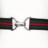 Black red green stripe elastic adjustable belt with 1.5" silver clip buckle by KF Clothing
