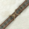 Brown aztec belt with 1.5" gold clip clasp by KF Clothing