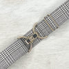 Brown plaid belt with 1.5" gold clip buckle by KF Clothing