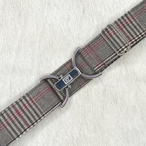 Brown tartan belt with 1.5" silver clip buckle by KF Clothing