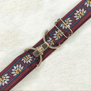 Burgundy daisy belt with 1.5" gold clip buckle by KF Clothing