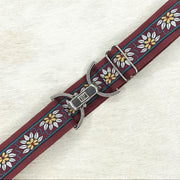 Burgundy daisy belt with 1.5" silver clip buckle by KF Clothing