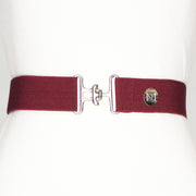 Burgundy elastic belt with 1.5" silver surcingle clasp by KF Clothing