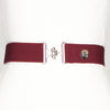 Burgundy elastic belt with 1.5" silver surcingle clasp by KF Clothing
