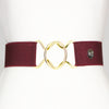 Burgundy elastic belt with 2" gold interlocking clasp by KF Clothing