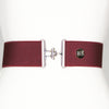 Burgundy elastic belt with 2" silver surcingle clasp by KF Clothing