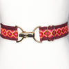 Burgundy Moroccan belt with 1.5" gold clip clasp by KF Clothing