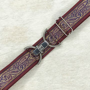 Burgundy paisley belt with 1.5" silver clip clasp by KF Clothing