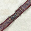 Burgundy paisley belt with 1.5" silver clip clasp by KF Clothing