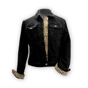 Cheetah black denim jacket by KF Clothing
