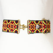 Criss cross belt with 2" gold surcingle clasp by KF Clothing