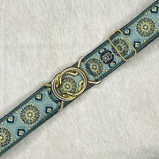 Dahlia belt in green with 1.5" bright Gold interlocking clasp by KF Clothing