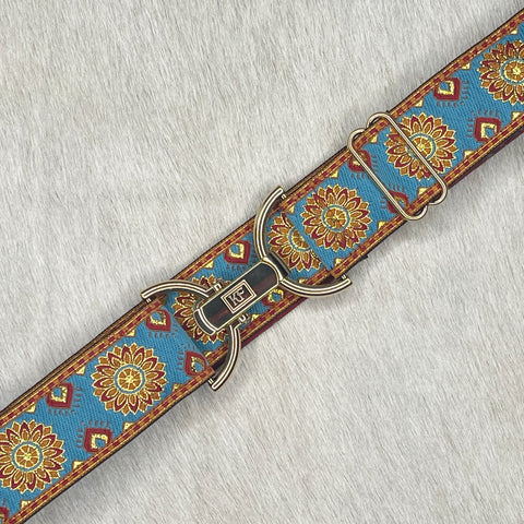 Dahlia belt in red with 1.5" Gold clip clasp by KF Clothing