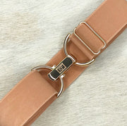 Dark Blush elastic belt with 1.5" gold clip buckle by KF Clothing