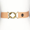 Dark blush elastic belt with 1.5" gold interlocking buckle by KF Clothing