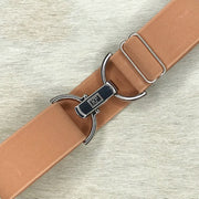 Dark Blush elastic belt with 1.5" silver clip buckle by KF Clothing