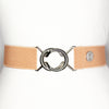 Dark blush elastic belt with 1.5" silver interlocking buckle by KF Clothing
