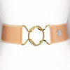 Dark blush elastic belt with 2" gold interlocking buckle by KF Clothing