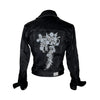 Flores black denim jacket by KF Clothing back view