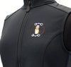 Fox hunt on black soft shell vest front view by KF Clothing