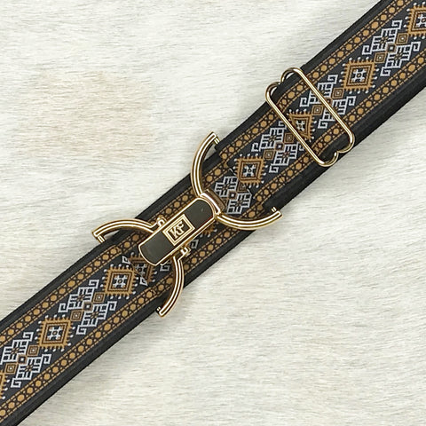 Gold aztec belt with 1.5" gold clip buckle by KF Clothing