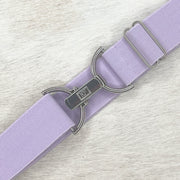 Lavender elastic belt with 1.5" silver clip buckle by KF Clothing