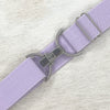 Lavender elastic belt with 1.5" silver clip buckle by KF Clothing