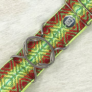 Lime Ladder elastic belt with 2" silver interlocking buckle by KF Clothing
