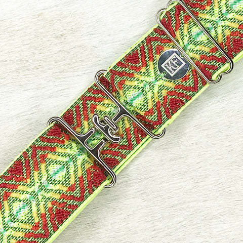 Lime Ladder elastic belt with 2" silver surcingle buckle by KF Clothing