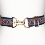 Navy red diamond belt with 1.5" gold clip buckle by KF Clothing