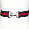 Navy red elastic belt with 1.5" silver clip clasp by KF Clothing