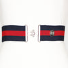 Navy red stripe elastic belt with 2" silver surcingle by KF Clothing