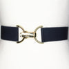 Navy elastic adjustable belt with 1.5" gold clip buckle by KF Clothing