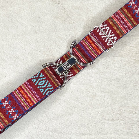 Peruvian Red belt with 1.5" silver clip buckle by KF Clothing