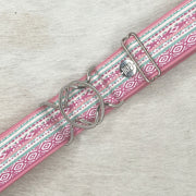 Pink and Green aztec belt with 2" silver interlocking buckle by KF Clothing